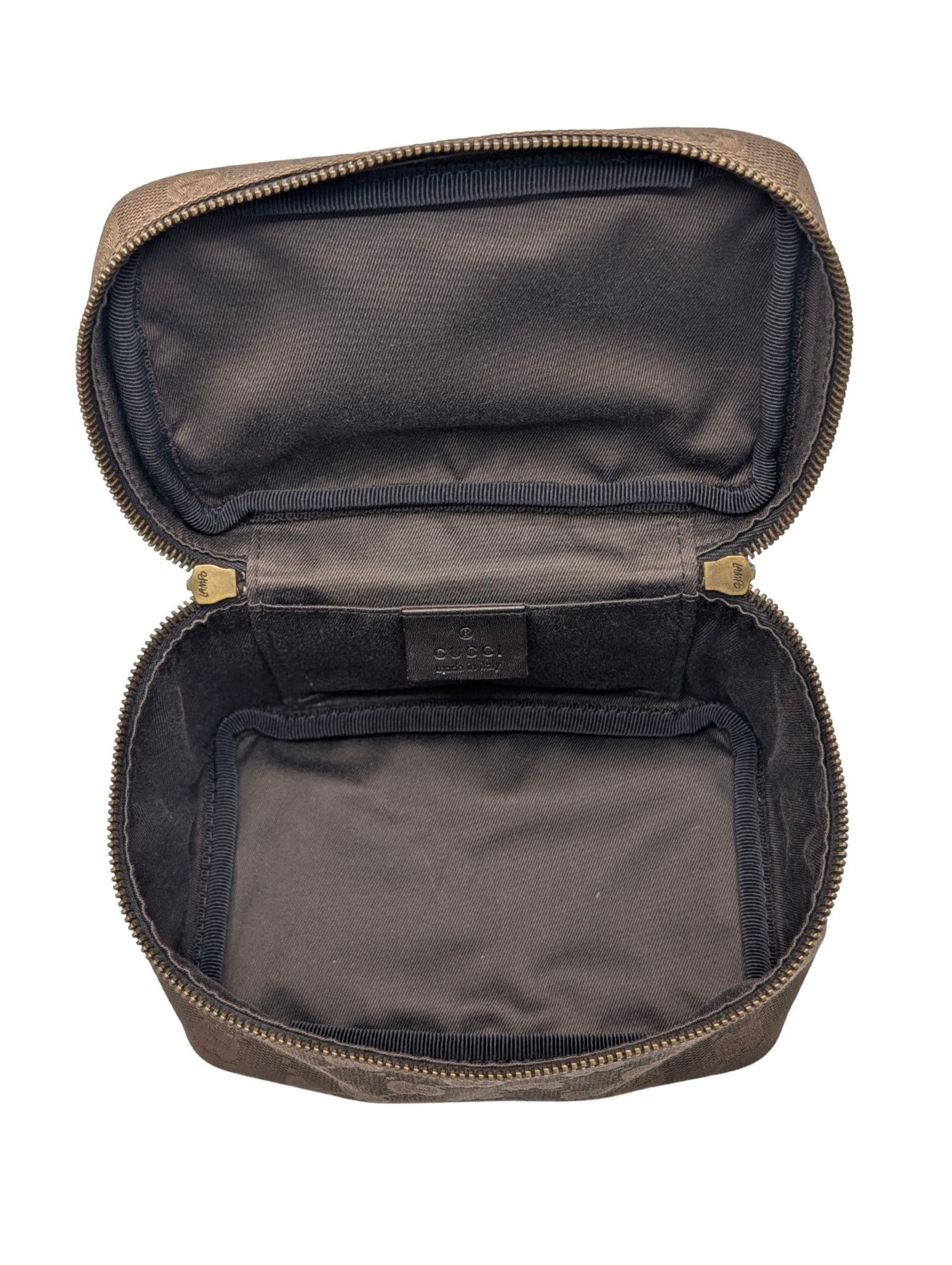 Gucci Brown Monogram Cosmetic Vanity Case
