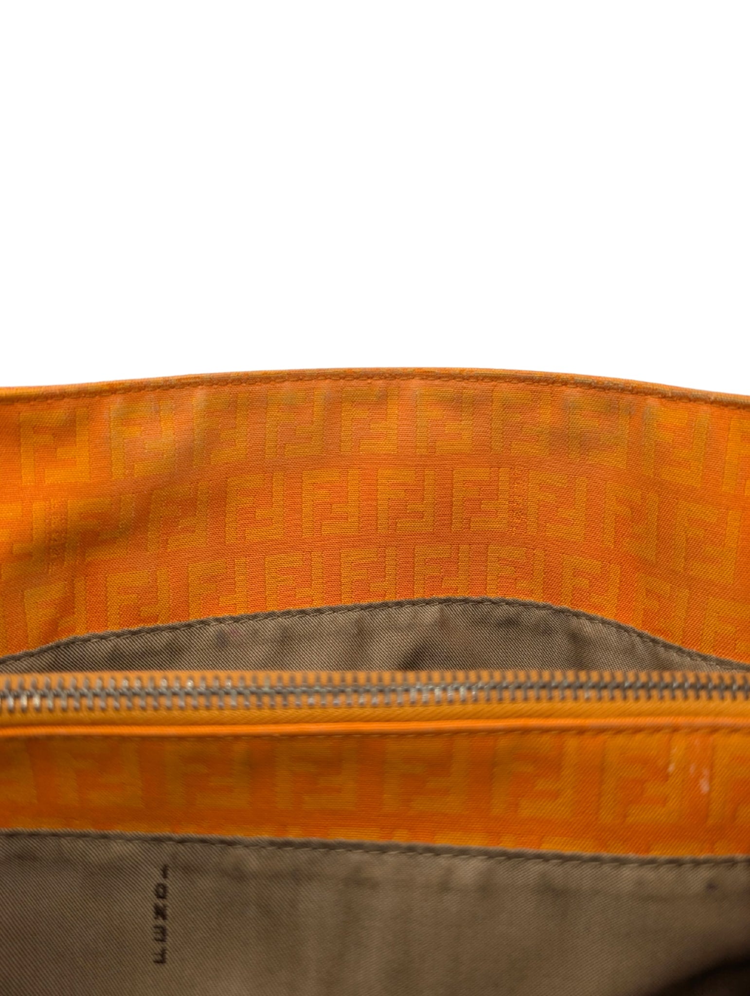 Fendi Orange Zucchino FF Canvas Leather Tote