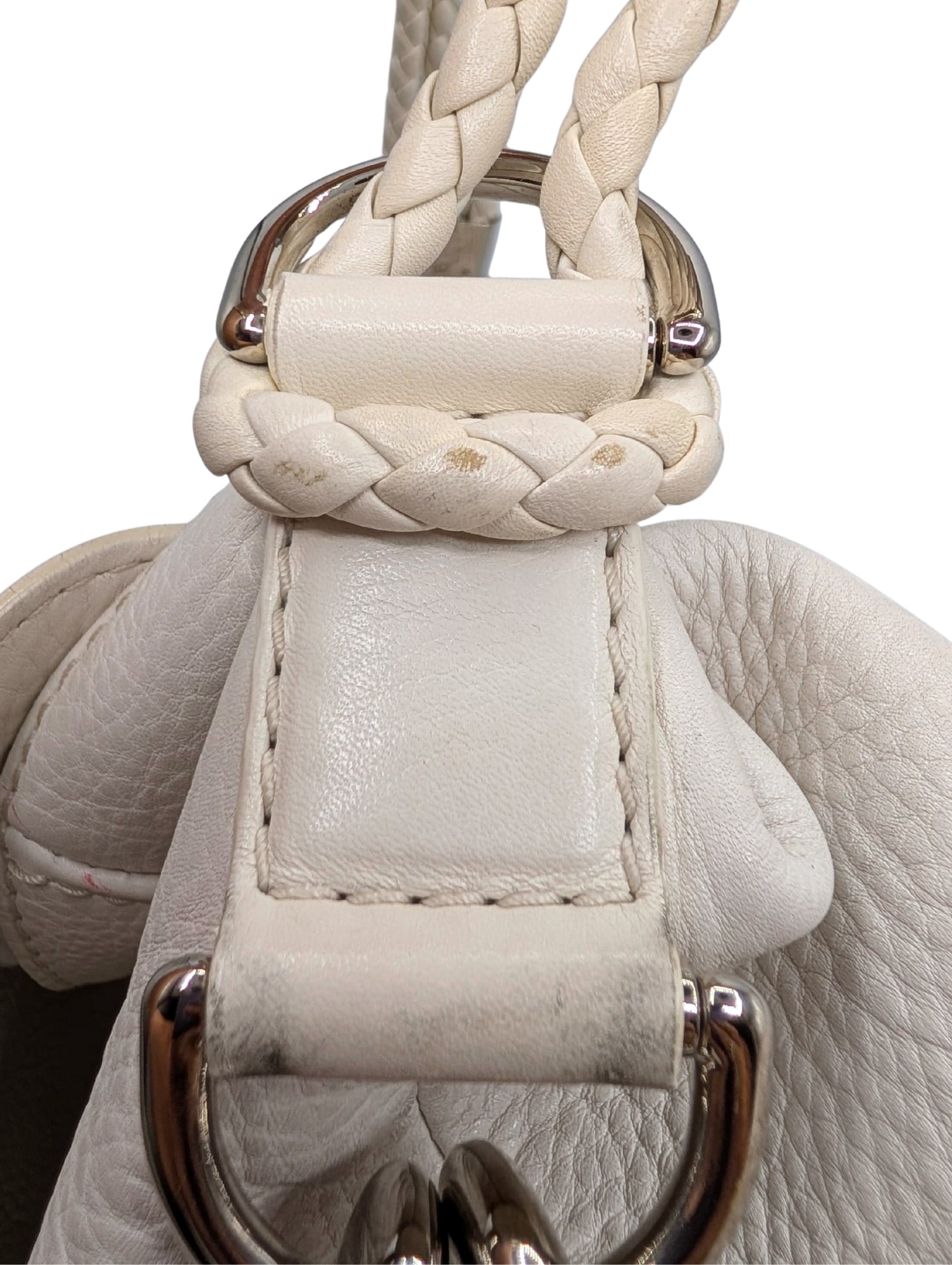 Gucci Spring 2010 Cream Leather Bamboo Braided Techno Horsebit Flap Shoulder Bag