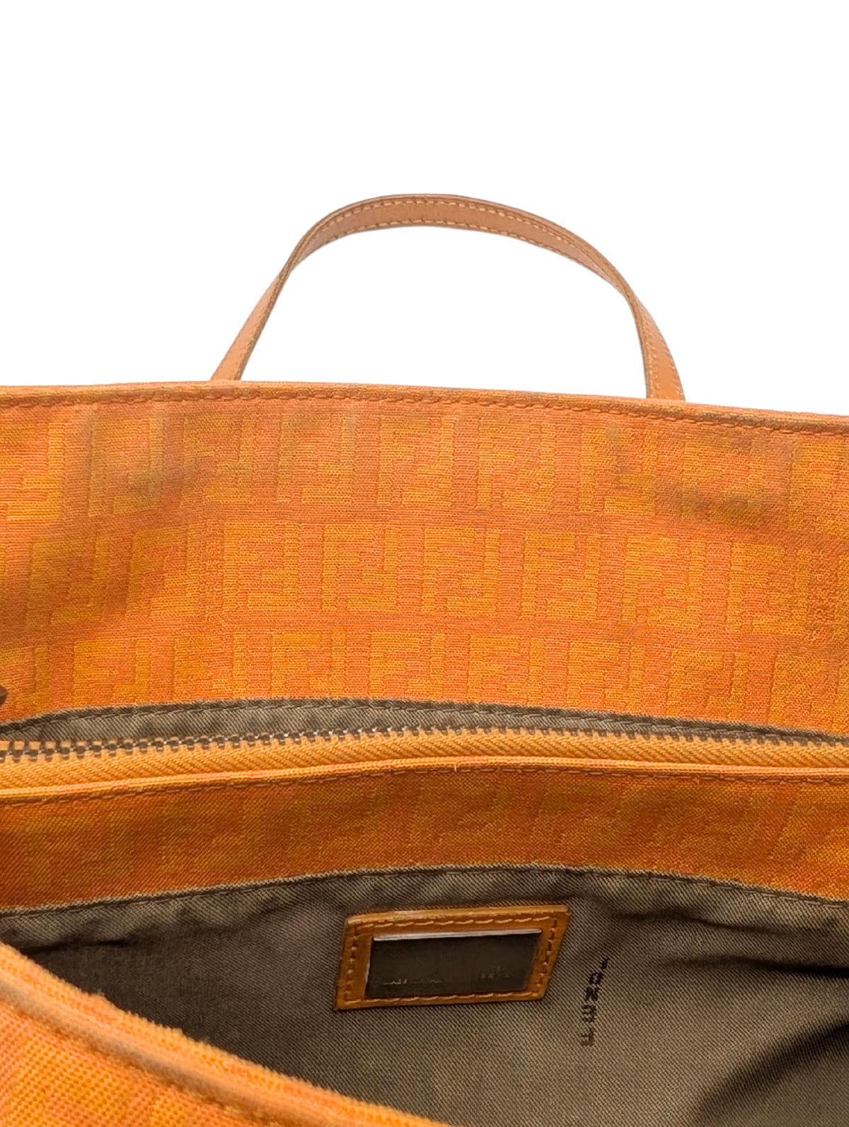 Fendi Orange Zucchino FF Canvas Leather Tote