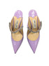 Jimmy Choo Bing 100 Patent Lilac Crystal Pointed Mule Heels Size 38
