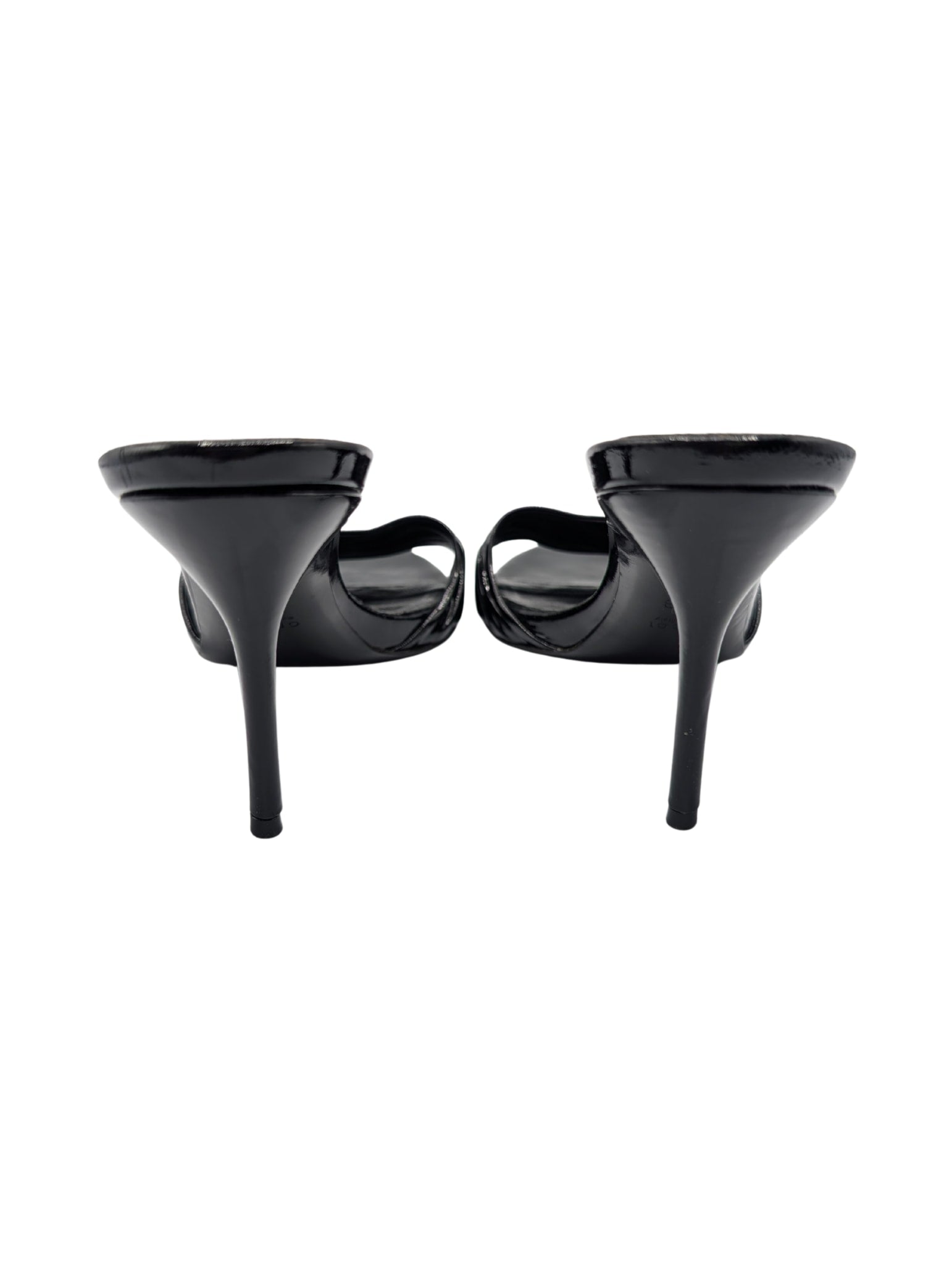 Gucci Black Patent Gold Hysteria Mule Sandals Size 7.5