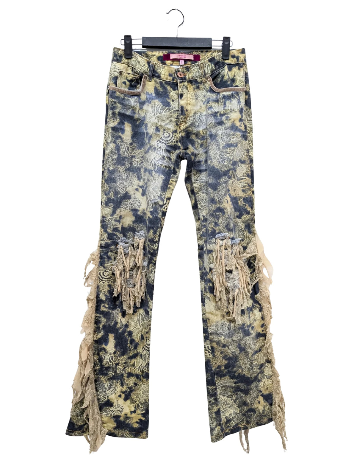 Voyage Passion Cream Denim Lace Fringe Mid RIse Jeans Size 29