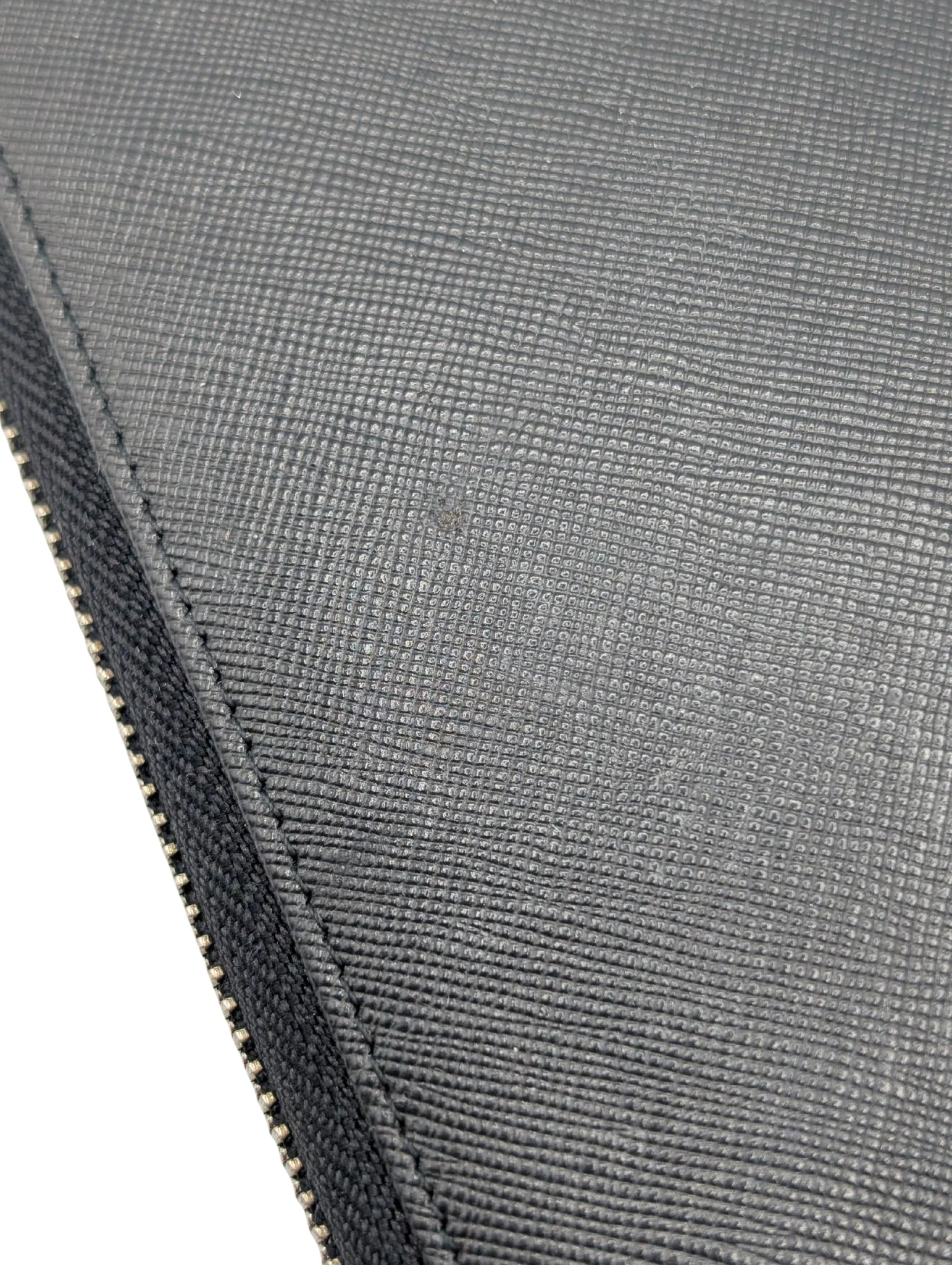 Prada Black Saffiano Travel Organizer Zip Wallet