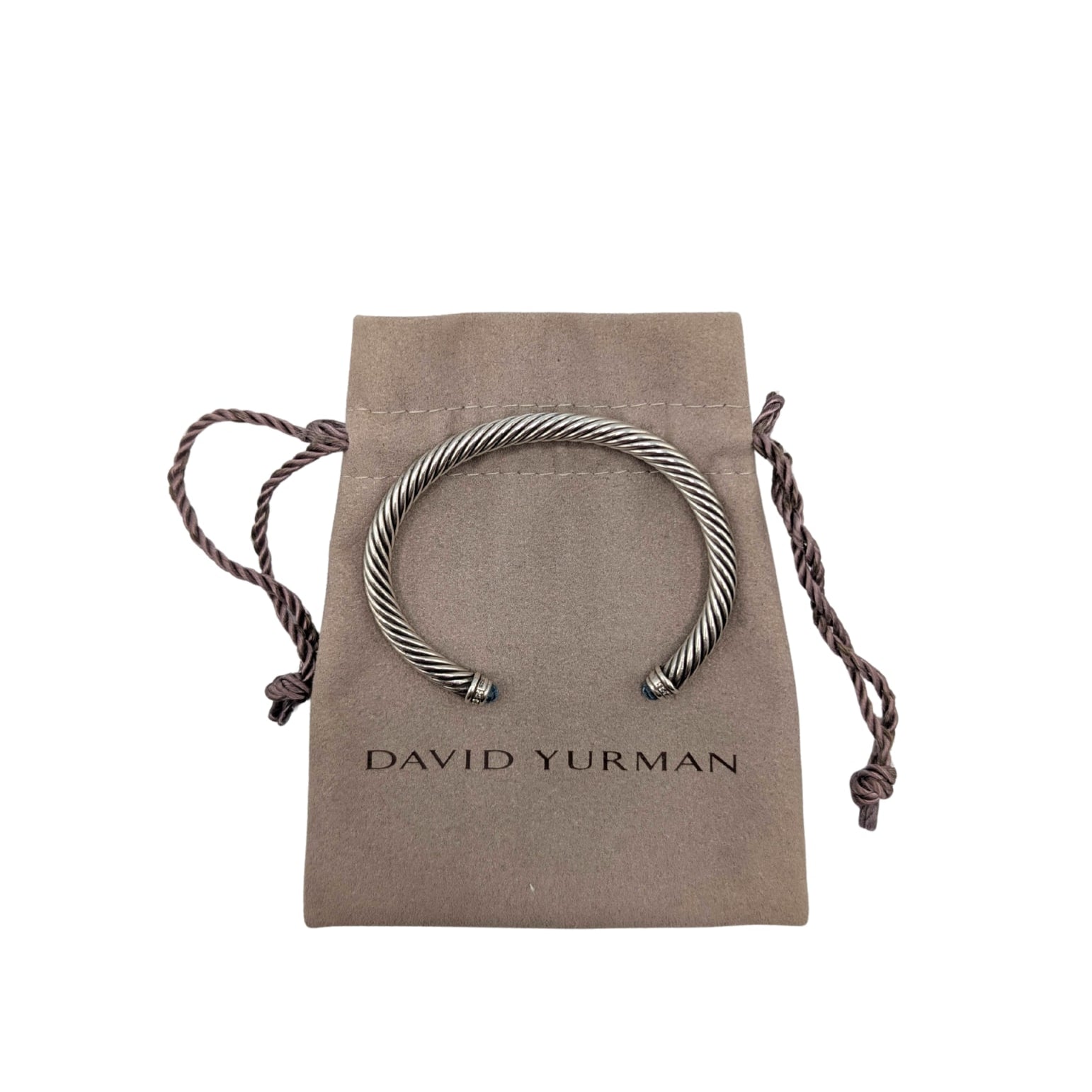 David Yurman Blue Quartz Diamond Sterling Silver 925 Cable Bracelet 4mm