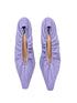 Bottega Veneta Crushed Lilac Leather Plexiglass Glitter Almond Scrunch Pumps Size 39