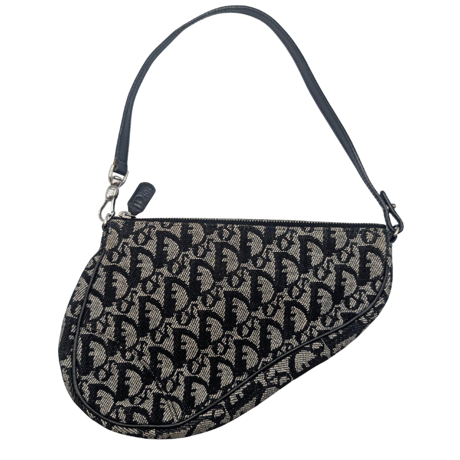 Christian Dior Navy Blue Diorissimo Saddle Pochette Bag