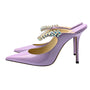 Jimmy Choo Bing 100 Patent Lilac Crystal Pointed Mule Heels Size 38