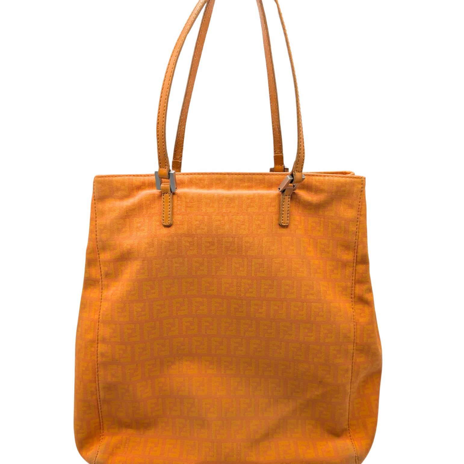 Fendi Orange Zucchino FF Canvas Leather Tote