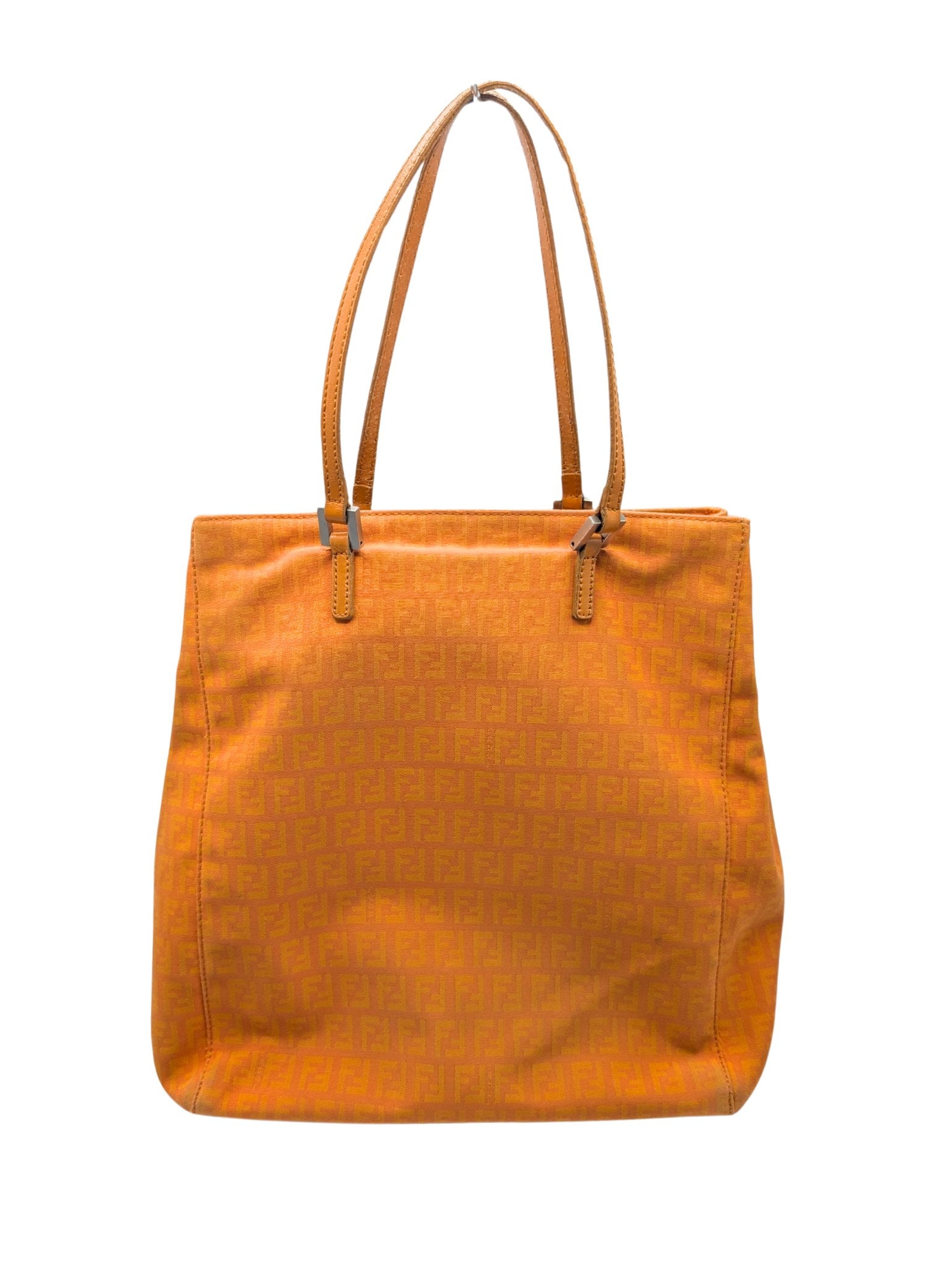 Fendi Orange Zucchino FF Canvas Leather Tote