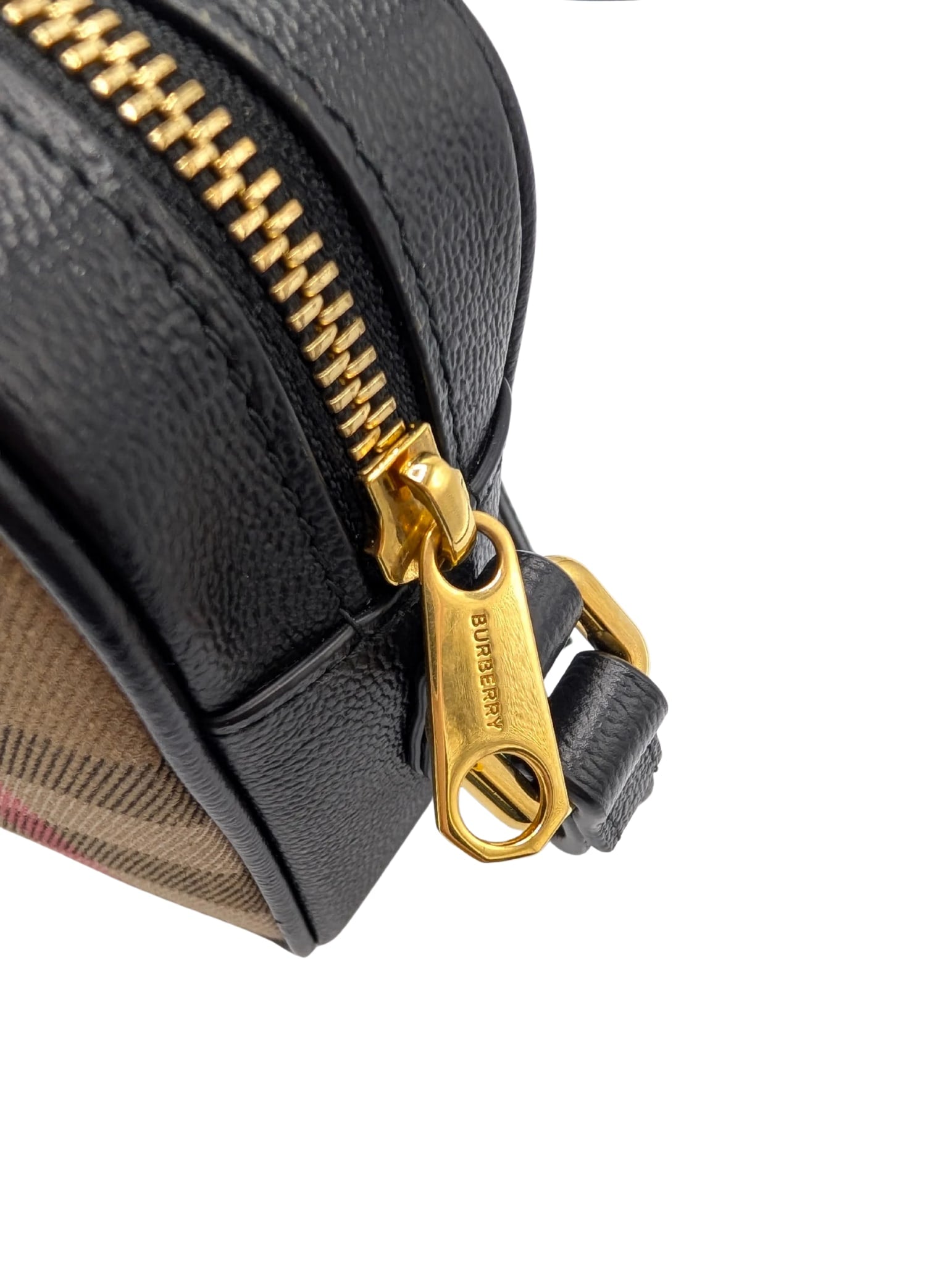 Burberry Check Black Leather Camera Crossbody Bag