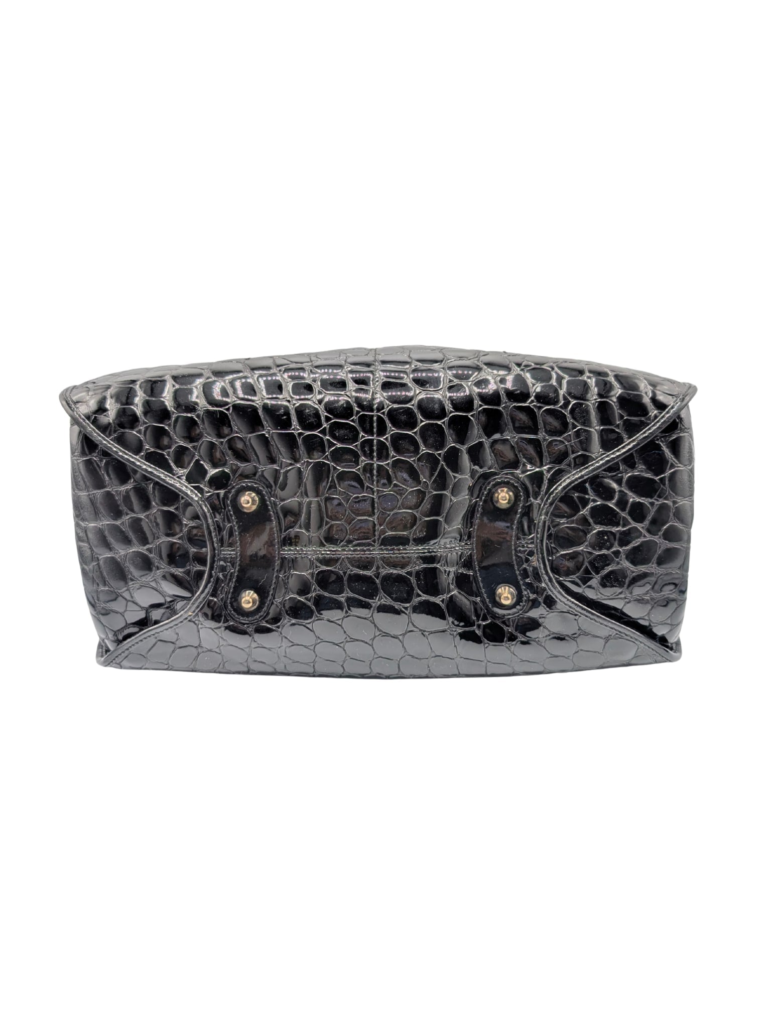 Christian Dior Black Patent Crocodile Embossed 61 Shoulder Bag