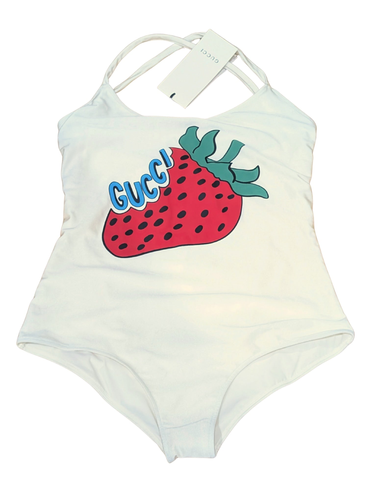 NWT Gucci Cream Strawberry Swimsuit Size Medium