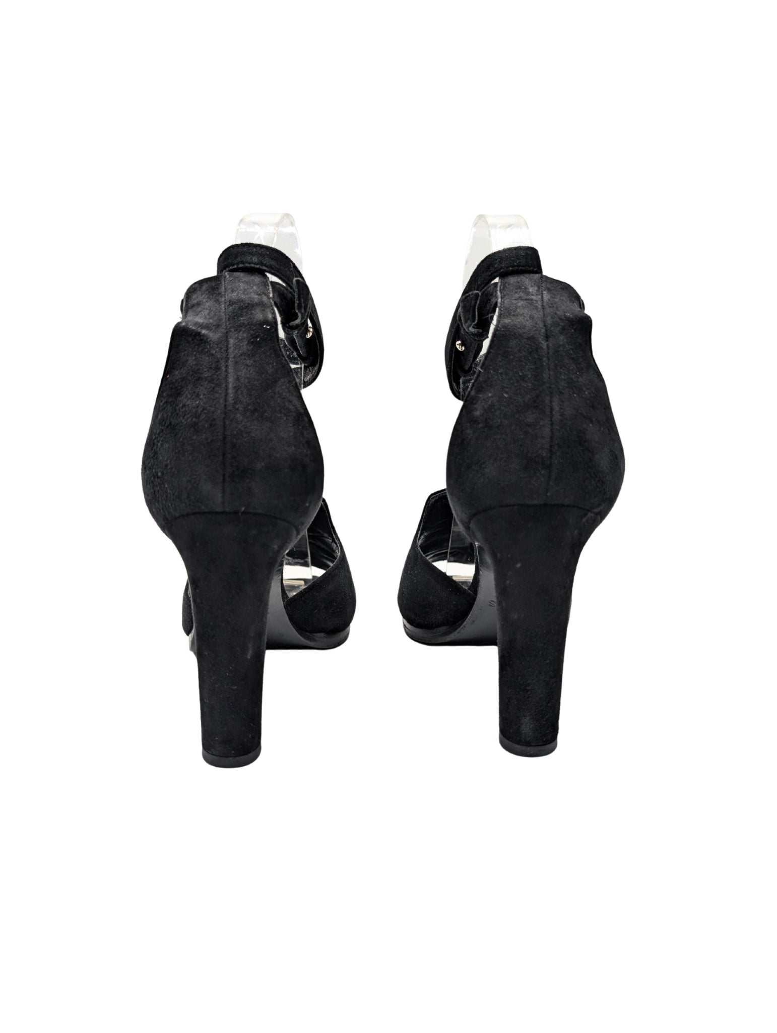 Hermes Black Suede Nina D'Orsay Kelly Lock Heels Size 36