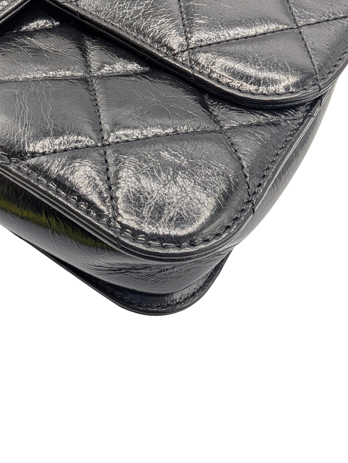 Chanel Black Quilted Glazed Calfskin Perfect Edge Medium Flap Bag