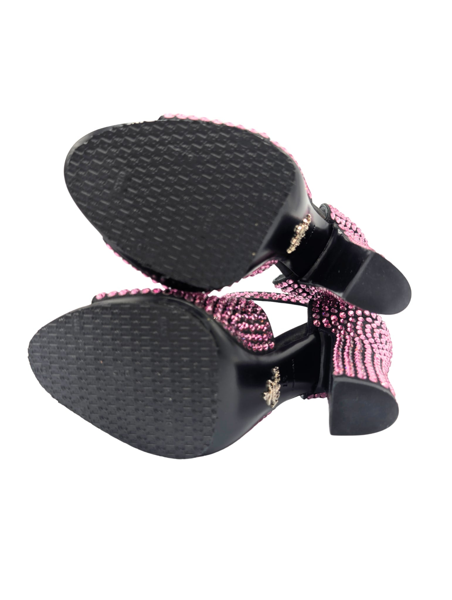 Prada Pink Swarovski Crystal Block Heels Fall 2019 Size 37