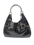 Christian Dior Black Patent Crocodile Embossed 61 Shoulder Bag