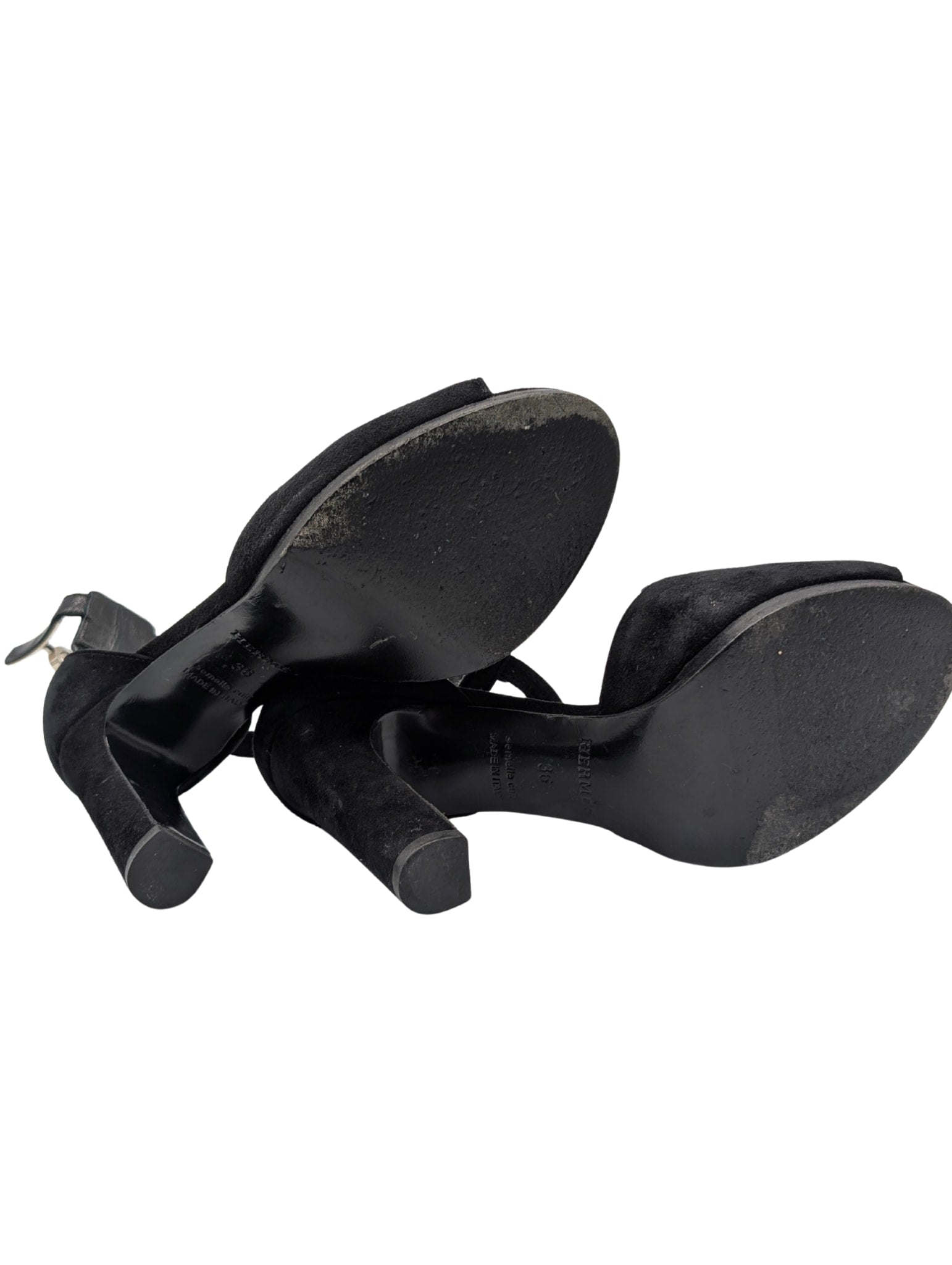 Hermes Black Suede Nina D'Orsay Kelly Lock Heels Size 36