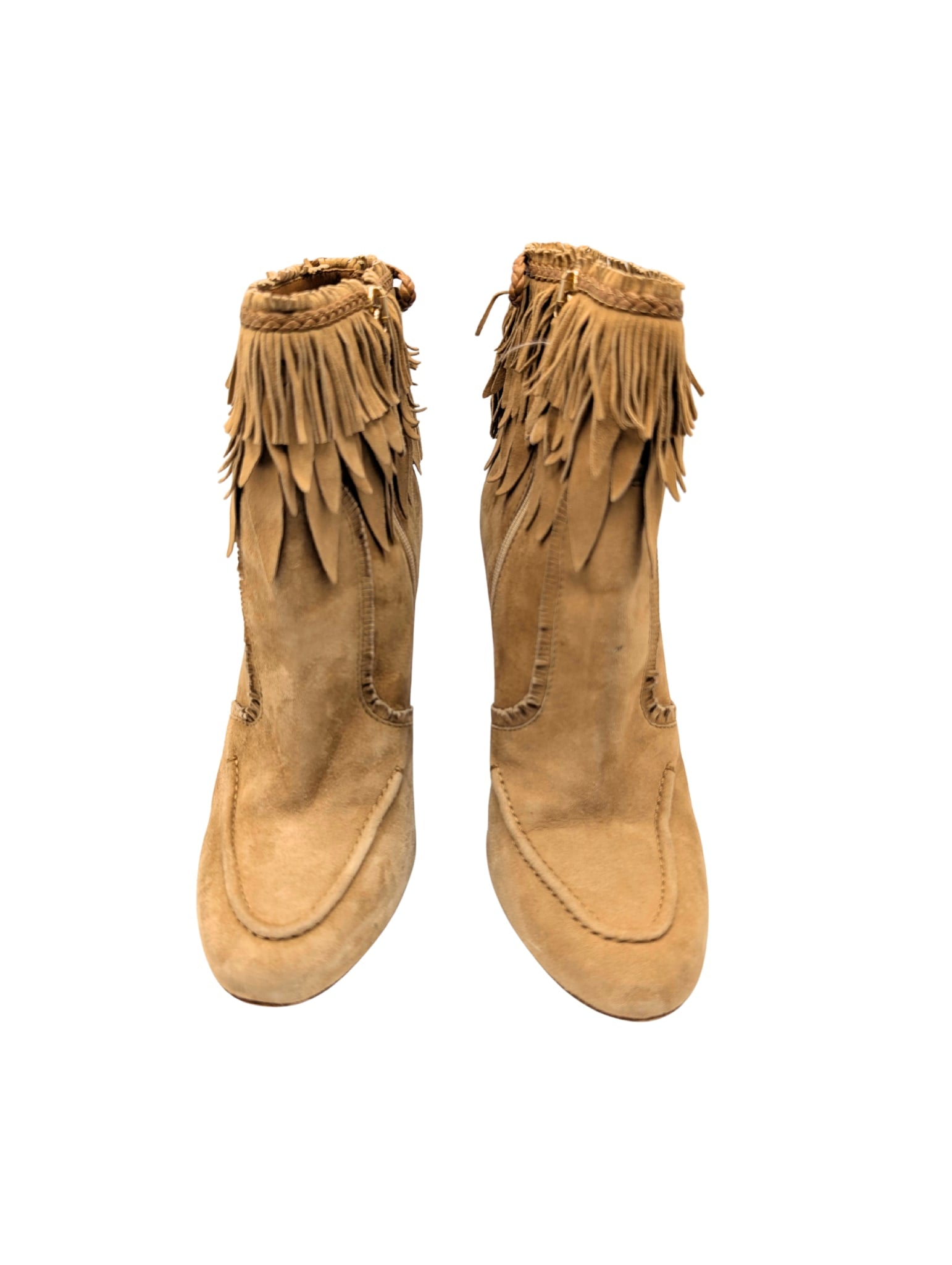 Aquazzura Tiger Lily Tan Suede Booties Size 38