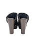 Yves Saint Laurent Black Shearling YSL Studded Platform Wedge Clog Mules Size 37