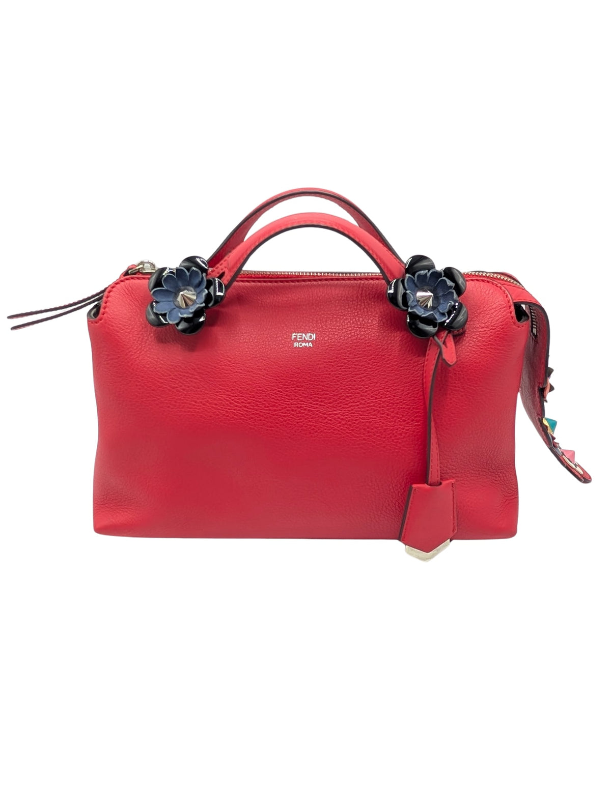 Fendi Red Leather Flowerland By The Way Shoulder Bag