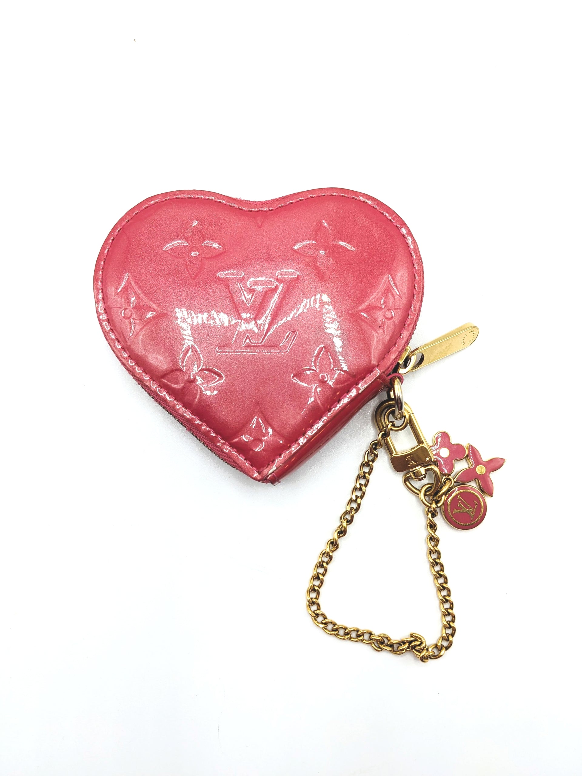 Louis Vuitton Rose Indian Sweet Monogram Vernis Heart Coin Purse