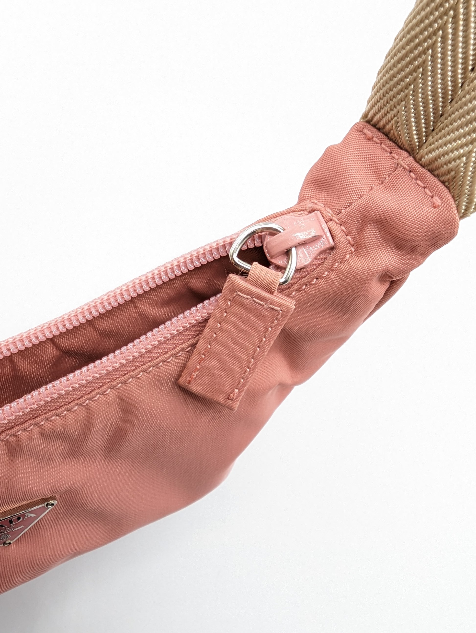 PRADA-Logo-Nylon-Leather-Shoulder-Bag-Hand-Bag-Pink-BR4894